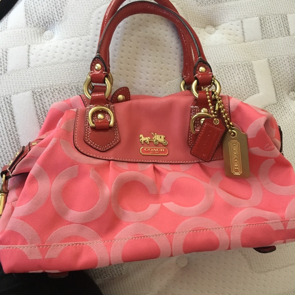 Coral pink Coach bag - EUC!